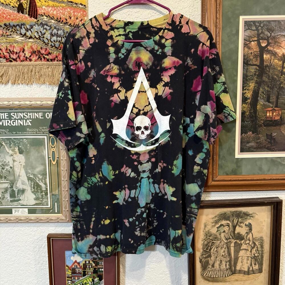 Vintage 00s Assassin’s Creed RARE Foolio Tie Dye Colorful Gaming‎ Shirt Size XL